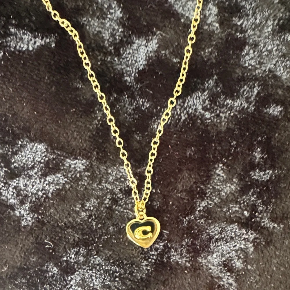 Coach Gold Heart Pendant Necklace with Branded Pouch - Picture 2 of 3